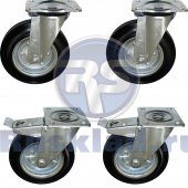 Комплект литых поворотных колес с тормозом Ø160 мм